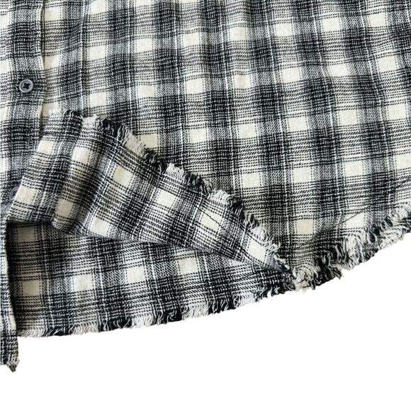 Lucky Brand Women's Medium Black White Plaid Flannel Button Down Cotton Shirt - Picture 3 of 8